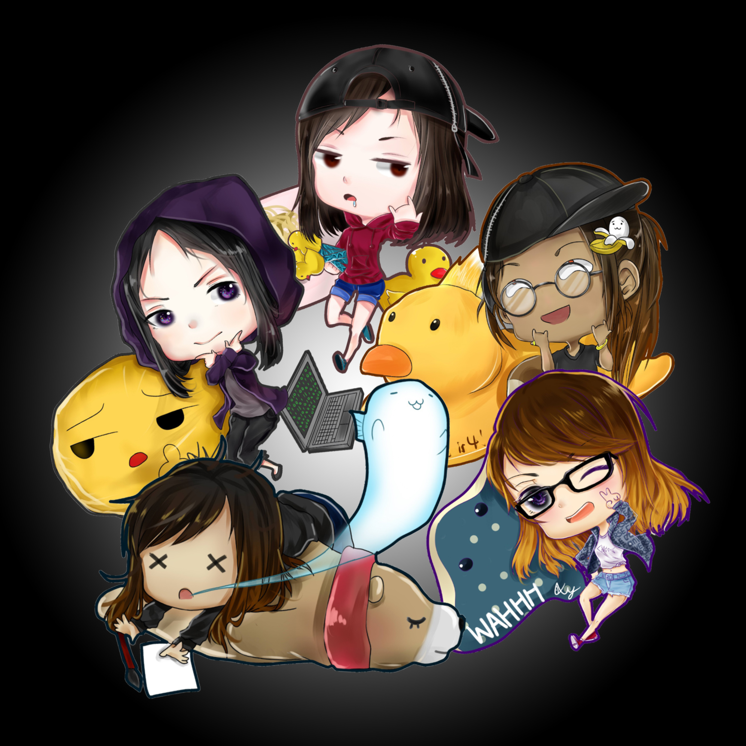 My friends and I drawn in a chibi style